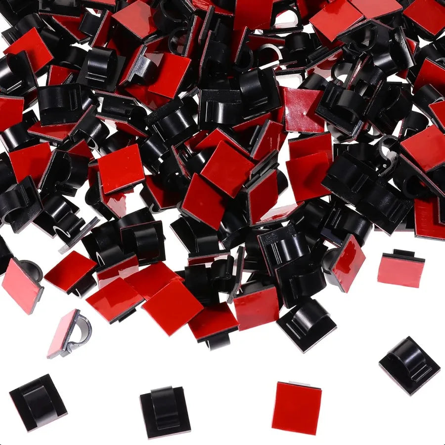 60 Pieces Mini Cable Clips Hooks Christmas Light Clips Self Adhesive Light Hooks Cord Clips for Desk Outdoor String Lights Smal