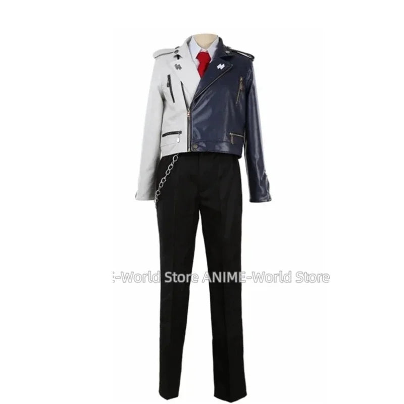 《Custom size》Anime Tragic Amaguni Hitoya Heaven Hell PU Coat Cosplay Costume Custom Made
