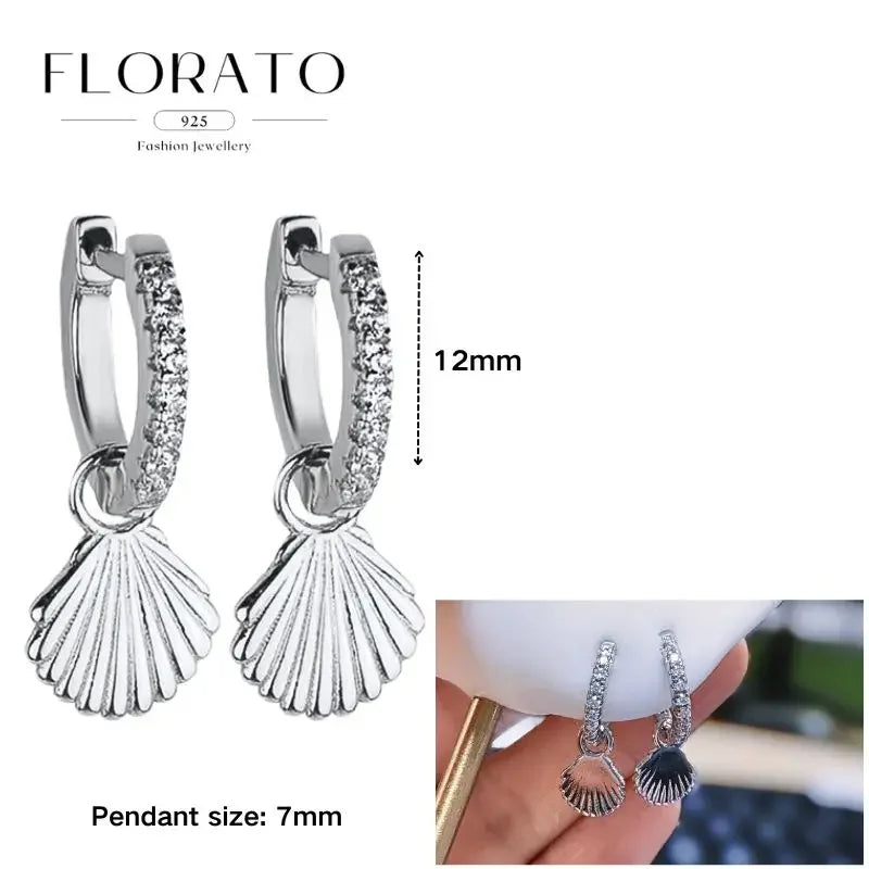 925 Sterling Silver Ear needle European And American Style Hoop Earrings Round square Pendientes Fashion For Women Birthday Gift