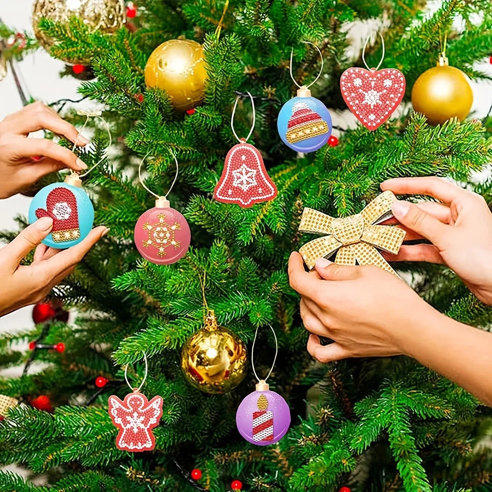 10PCS DIY Christmas Tree Pendant Diamond Painting Special Shape Full Drills Hanging Ornament Christmas Decor Natal Navided