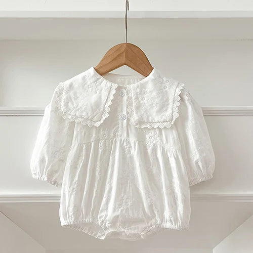 2024 New Autumn 0-24M Children Clothes Newborn Baby Girls Long Sleeved Cotton Bodysuits+Lace Dress Korean Style Climbing Suit