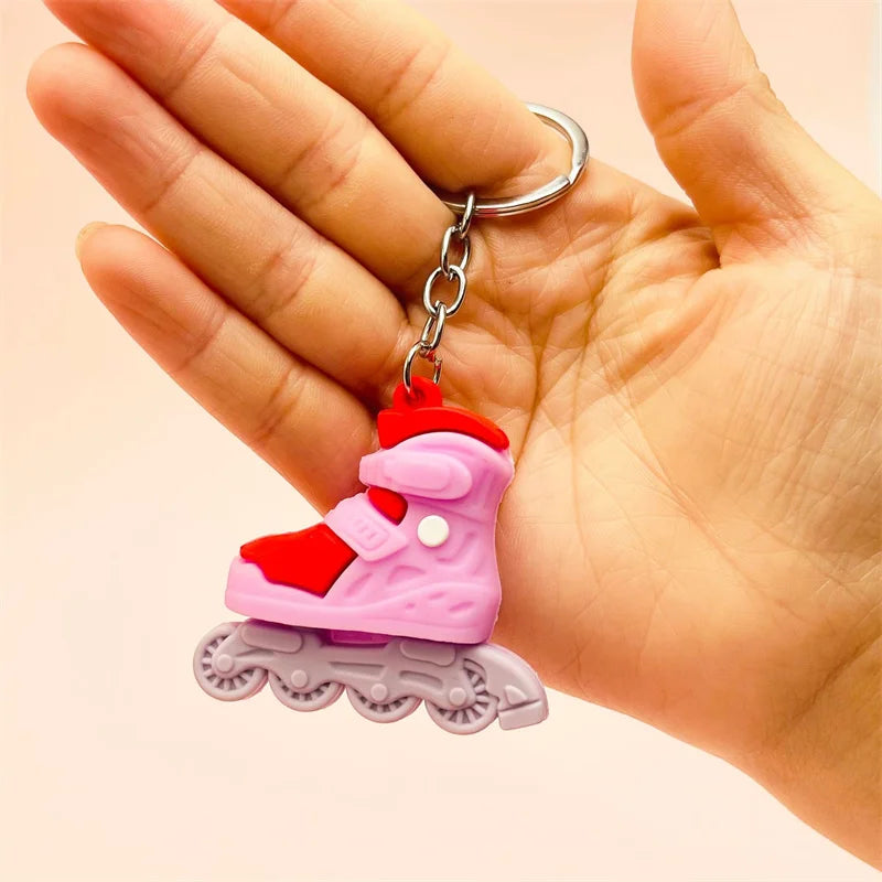 1PC Cartoon Roller Skates Shoes Keychain DIY Jewelry Men Boy grils Souvenir Party Gifts