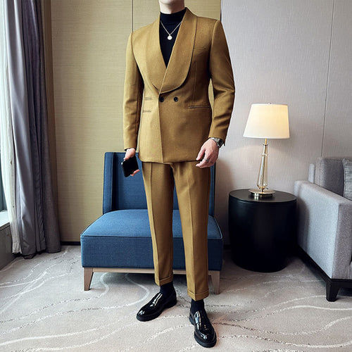 RoyalElite™ Men's Suit – Double-Breasted Business Elegance
