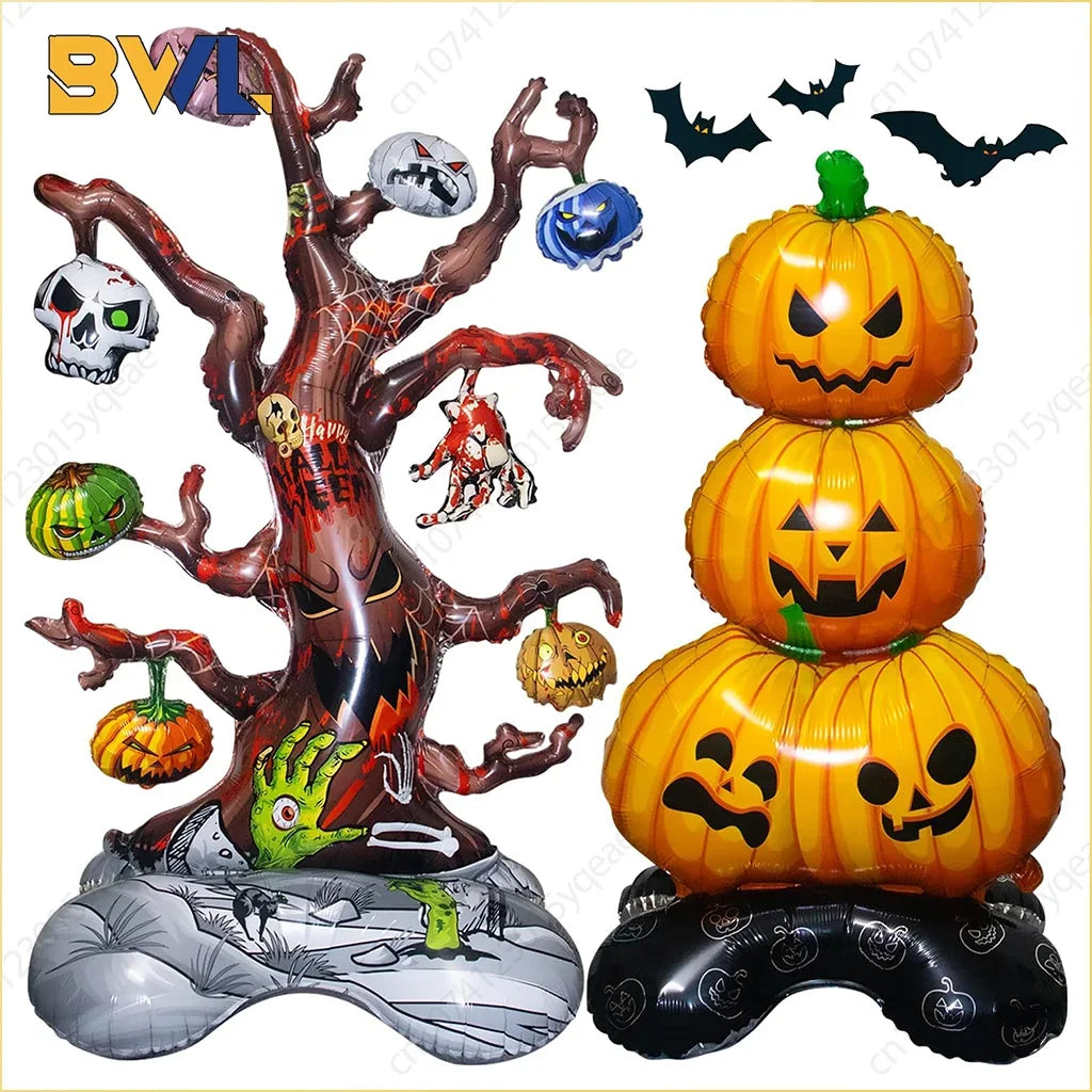 Halloween Decoration Balloon Pumpkin Pile Pumpkin Dead Tree Witch Scythe Grim Reaper Aluminum Balloon Halloween Party Decoration