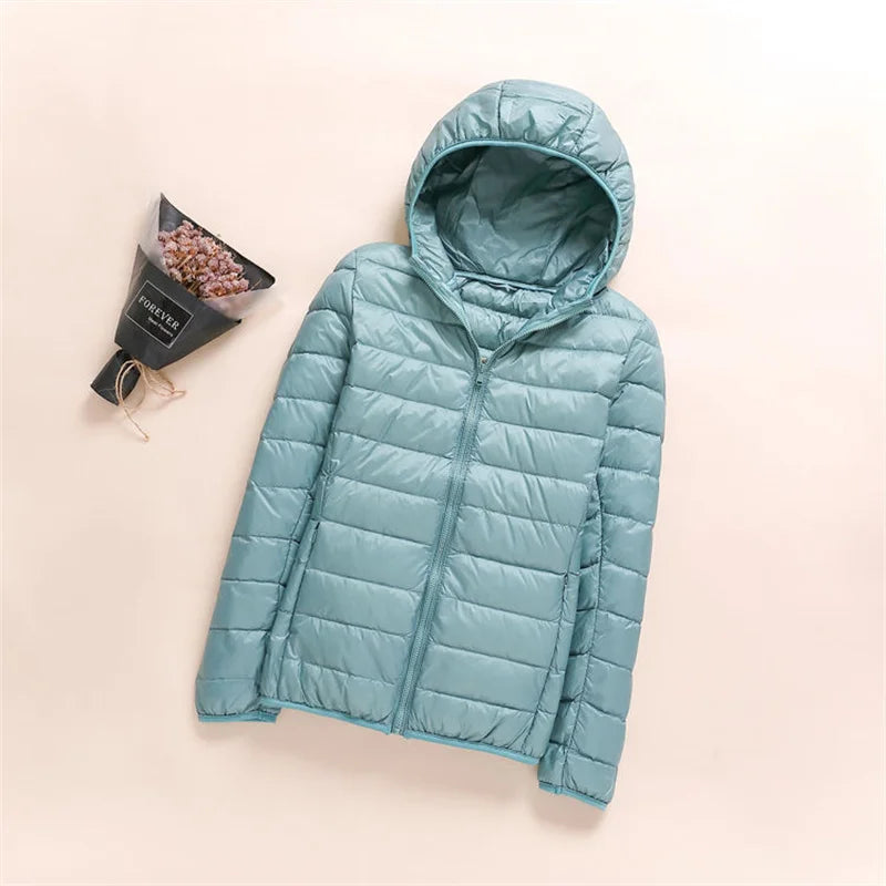 New Women Thin Down Jacket White Duck Down Ultralight Jackets Autumn Winter Puffer Jacket Warm Coats Portable Female Outwear