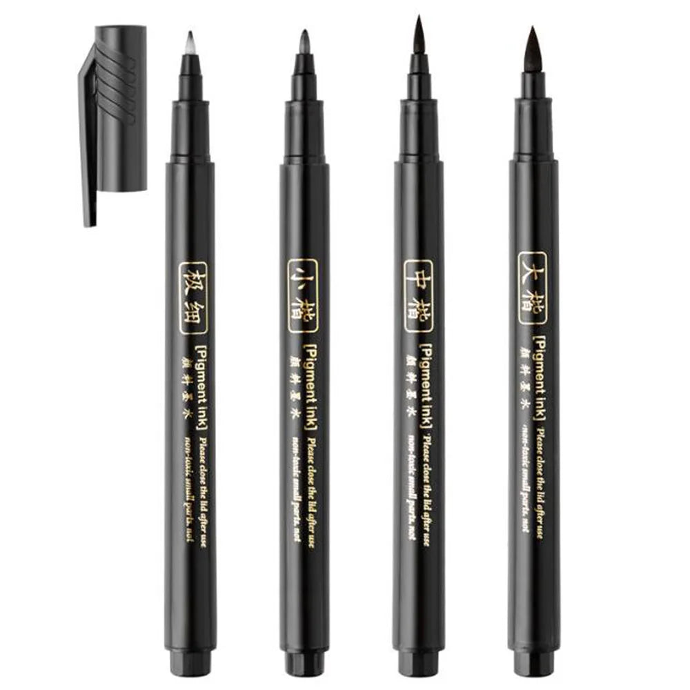 4pc Brush Pen Calligraphy Pen Chinese Words Learning Stationery Student Art Drawing Marker Pens