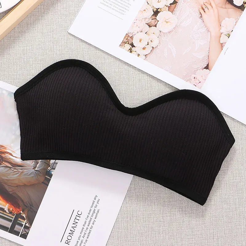Strapless Women Tube Top Sexy Cropped Top Invisible Bra Women Seamless Underwear Sexy Lingerie Cotton Bandeau Top Removable Pads