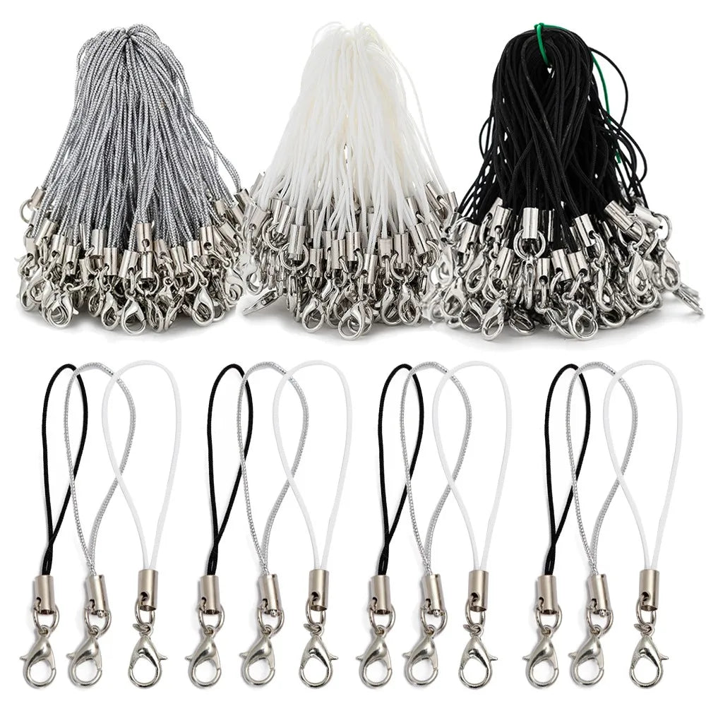 10/20/50Pcs Lobster Clasp Lanyard Strap Cord Mobile Cords Charm Nylon Key Ring Chain For DIY Keyring Jewelry Making Accessories