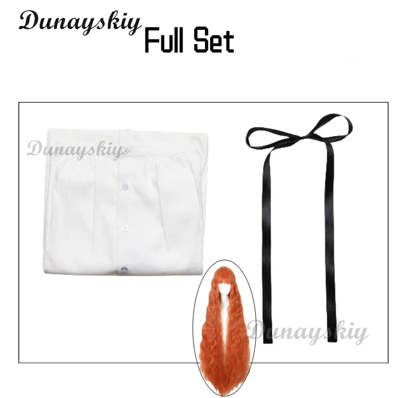 Friel Cosplay Anime Costume Wig White Dress Lolita Daily Wear Cos Hair Orange Full Set Suit Halloween Party