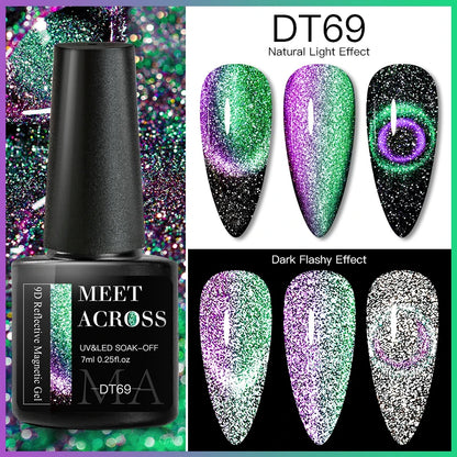 9D Reflective Magnetic Gel Nail Polish 7ml Shiny Glitter Cat Eye Nail Gel Varnishes Semi Permanent Soak Off UV Gel Nail Art
