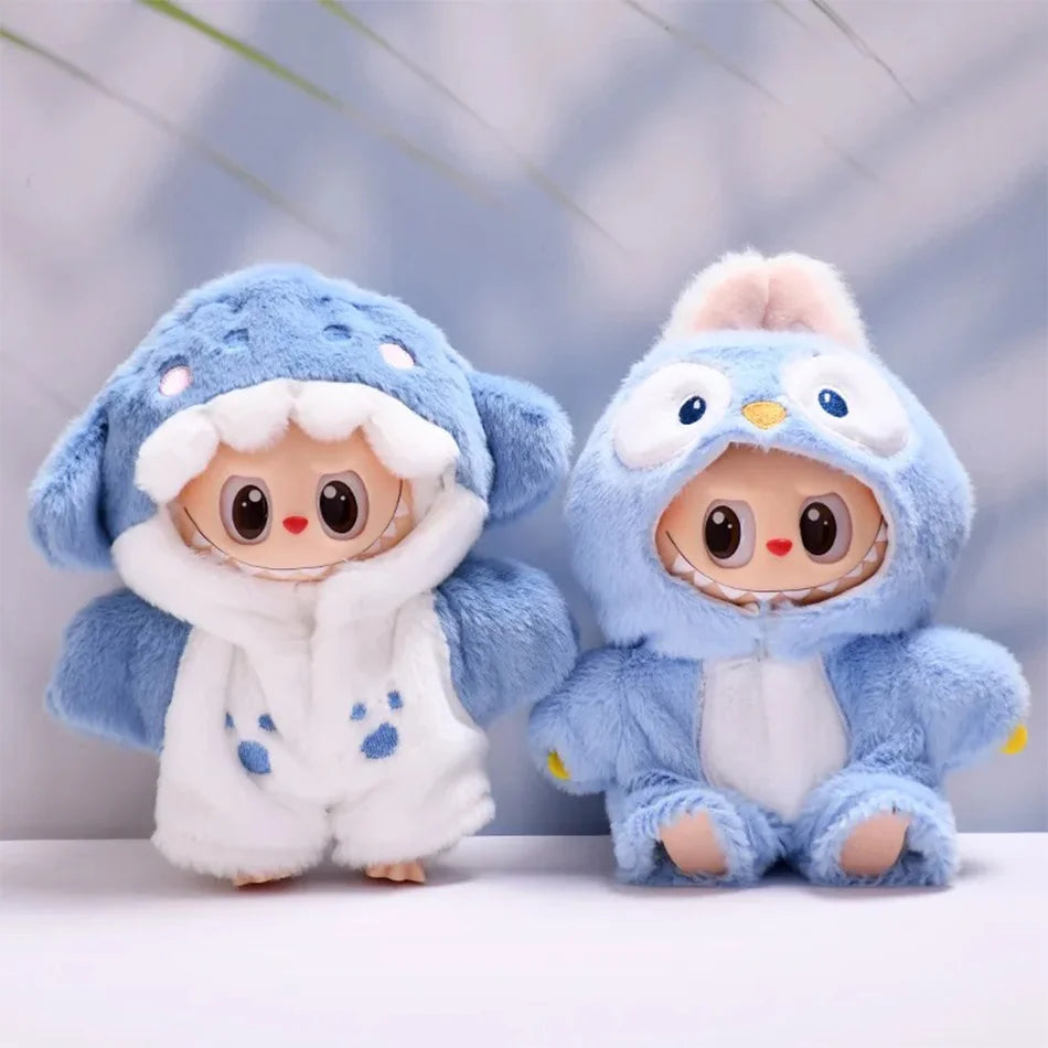Clothes For Labubu 17cm II Idol Dolls Sitting Party The Monster Outfit Accessories Clothing Kids Gift Cute Penguin Baby Jumpsuit