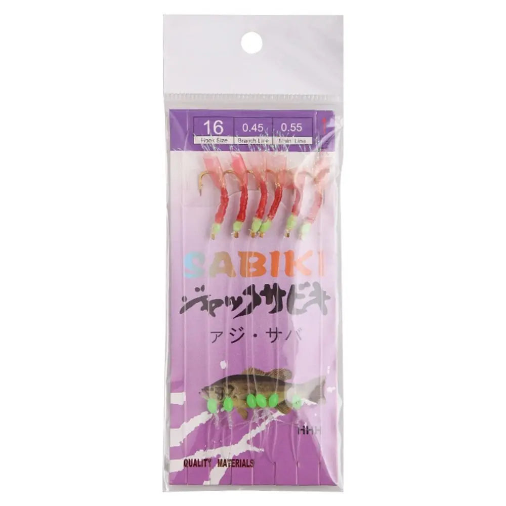 6pcs Luminous Bean Sabiki String Hook Rig Wobbler Rubber Bionic String Hook 10 Sizes Lure Bait Tackle for Sea/Freshwater Fishing