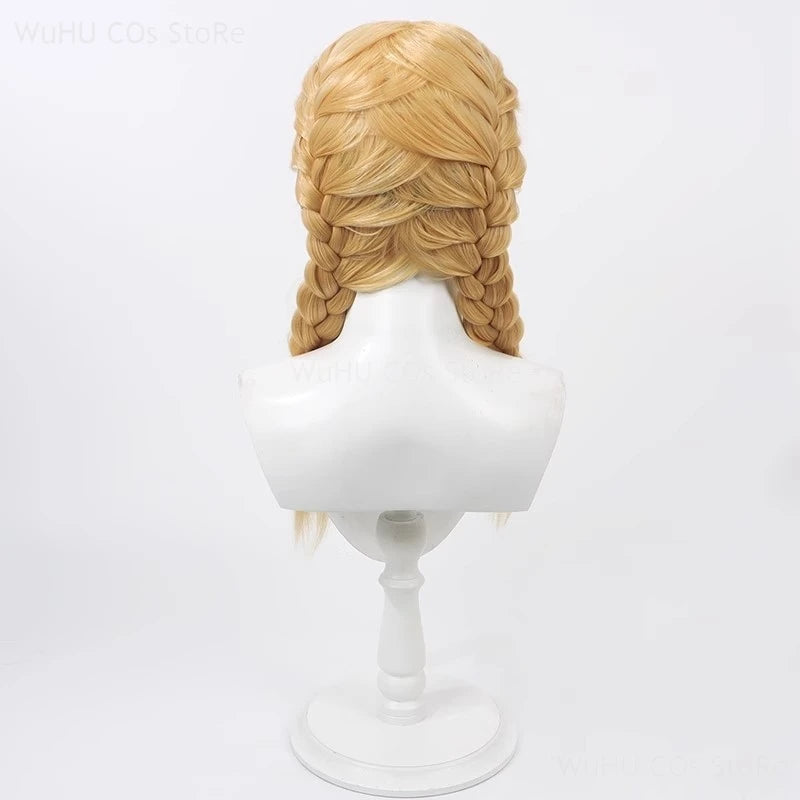 Anime Game THE IDOLM@STER Fujita Kotone Cosplay Wig Golden Braided Heat Resistant Synthetic Hair Halloween Party Role Play