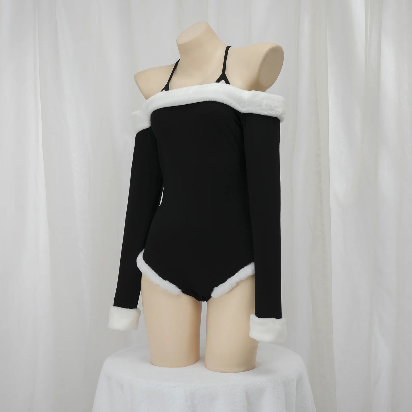 Black sexy tights One shoulder plush edge cosplay anime Halloween Carnival Christmas Eve Carnival