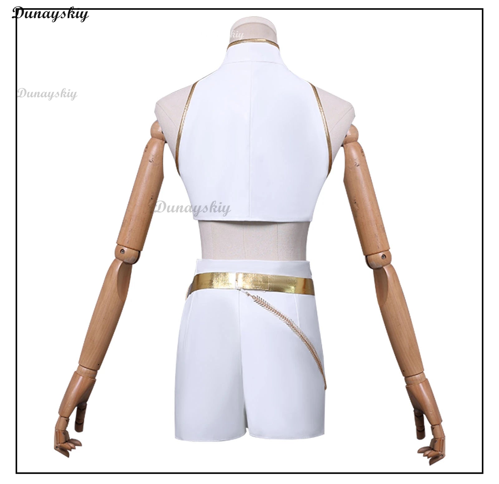 Rumi Cosplay KPop Demons Hunter White Costume Wig Women Girls Cartoon Fantasia Vest Shorts Chain Belt Outfits Halloween Carnival