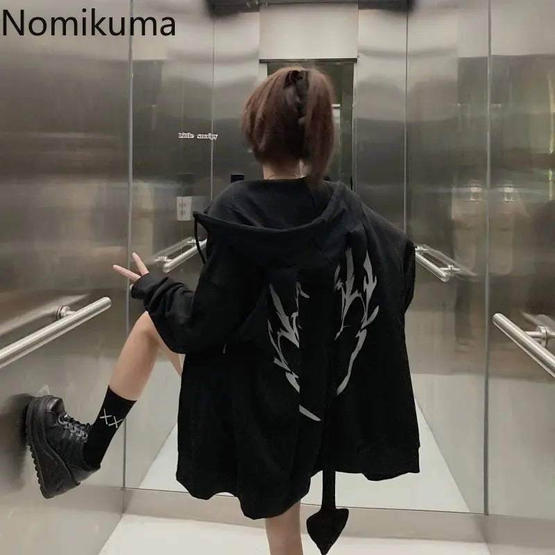 Streetwear BF Women Jackets 2025 Ropa Mujer Hooded Harajuku Casual Fashion Zipper Oversized Outwear Korean Vintage Y2k Coat