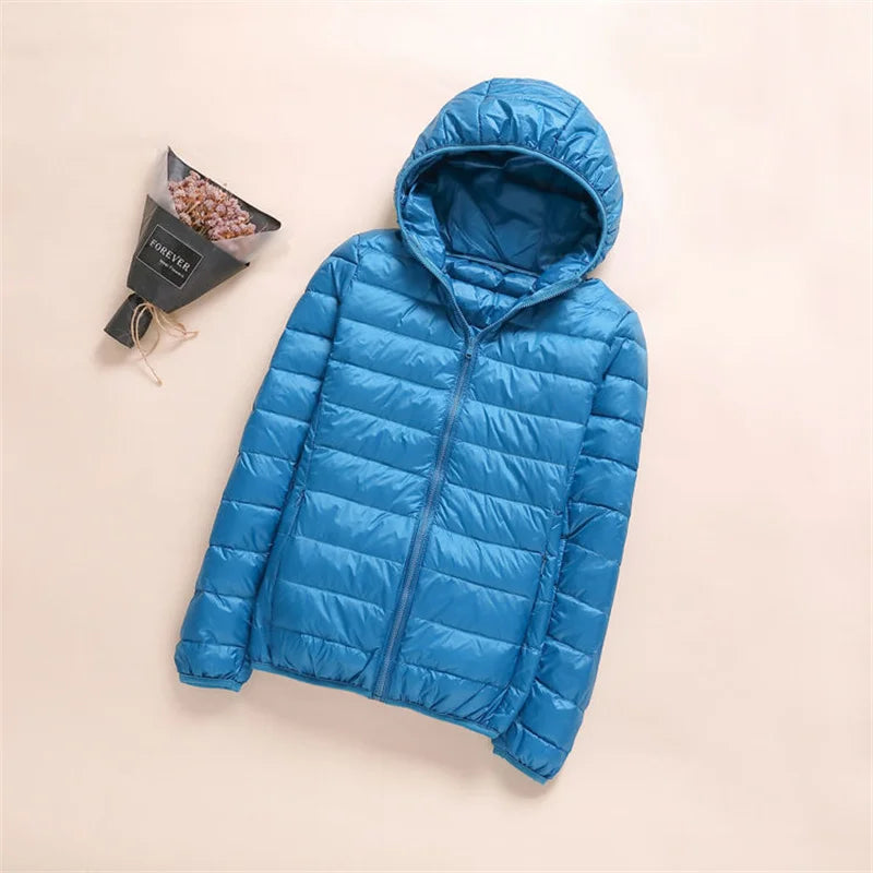 New Women Thin Down Jacket White Duck Down Ultralight Jackets Autumn Winter Puffer Jacket Warm Coats Portable Female Outwear