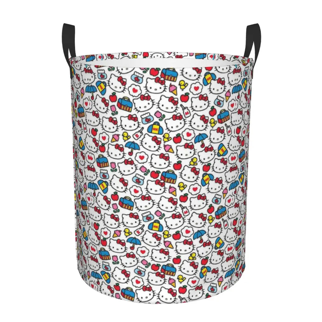 Custom Hello Kitty Laundry Basket Collapsible Large Clothes Storage Bin Cartoon Character Baby Hamper