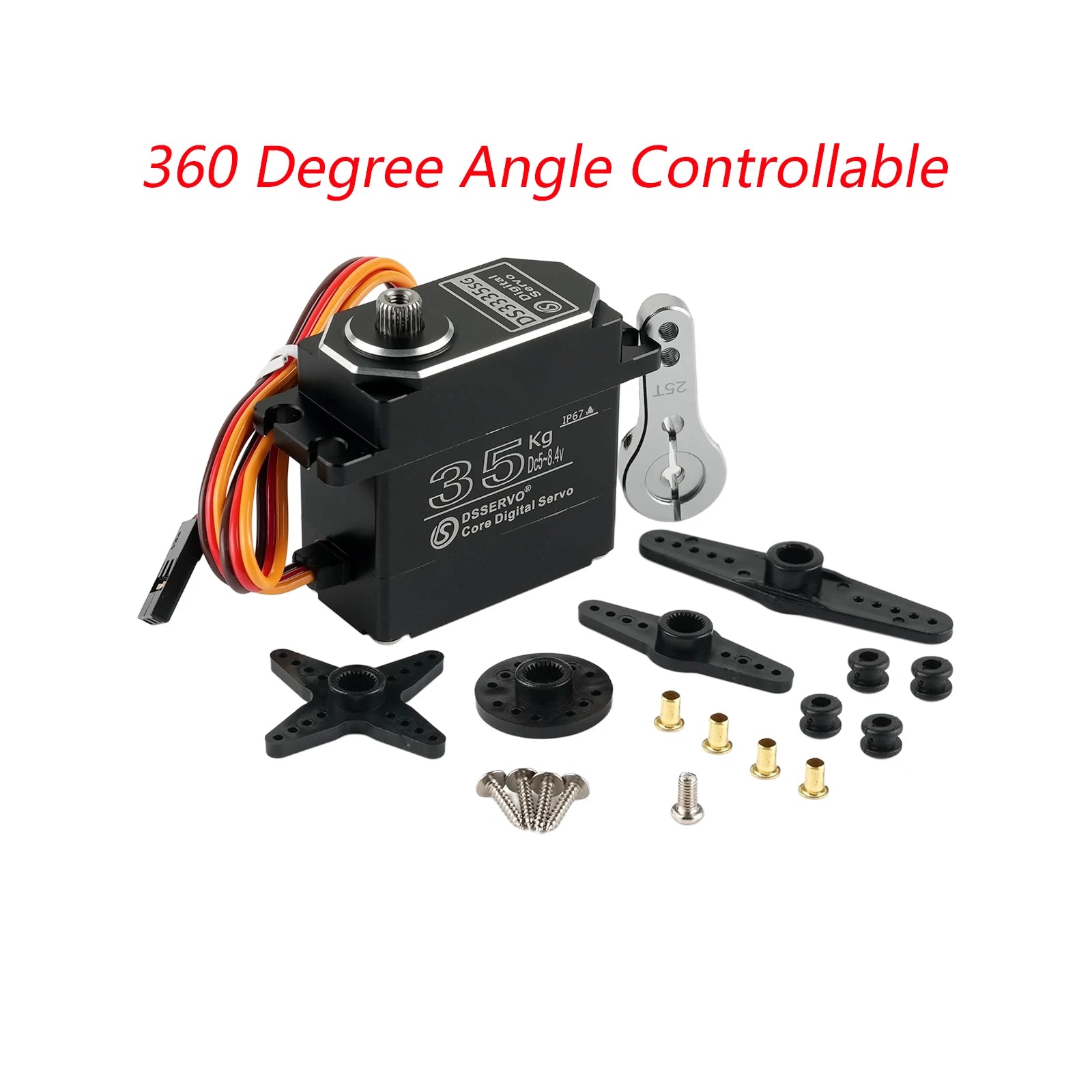 35Kg All-Metal Digital Servo DS3335 180/270/360 Degree Carbon Brush Servos IP67 Waterproof Metal Gear For RC Robot Cars Crawler