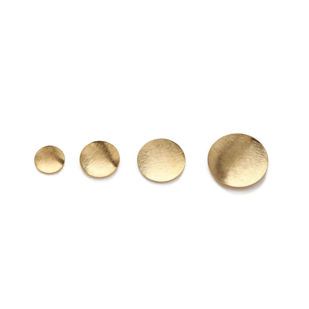 Raw Brass Brushed Round Convex Dome Discs Pendant Charms for Diy Hammered Jewelry Stud Earring Bracelet Necklace Making Findings