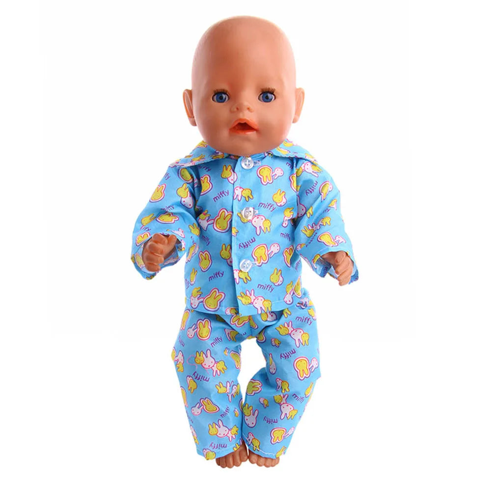 Doll Clothes Cartoon Animal Print Pajama Shirt For 18 inch American & 43Cm Reborn Baby OG Girl's Accessories Baby Clothes Gifts