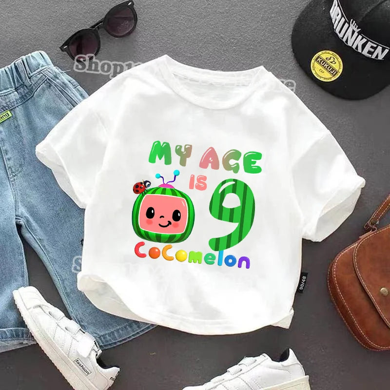 Cocomelons Kids T-shirts Boys Girls Baby Shower T-shirt Children Summer Cotton Clothes Cartoon Anime Pattern Tee Birthday Gifts