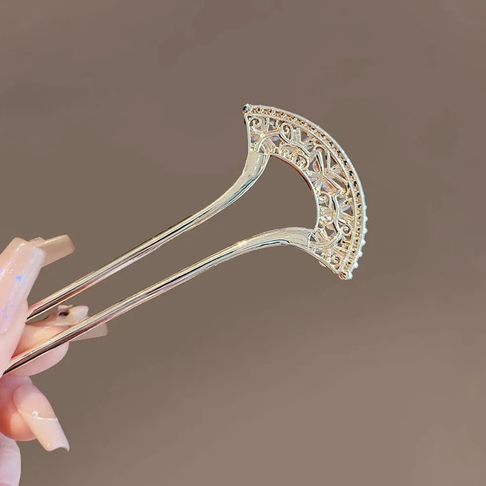 1pc Exquisite Fashion Elegant Vintage Pearl U-Pin Hair Accessory with Column Headpiece Wholesale Retro Hairpins Hair Jewelry