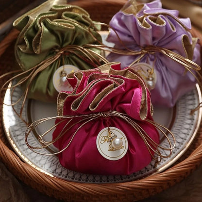 4Pcs Portable Candy Packaging Bags Chinese Style Light Luxury Drawstring Bag Fashion Cloth Velvet Storage Bag Festival