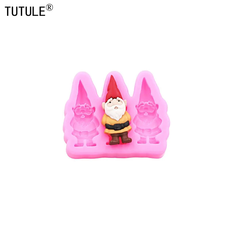 Christmas DIY Gnome Dwarf Keychain Clay Epoxy Resin silicon Moulde Gnome Santa Claus Dwarf mold Chocolate cake decoration molds