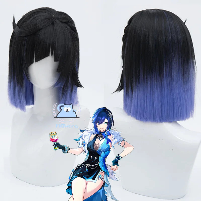 Game Genshin Impact Yelan Cosplay Wig New Skin Yelan Tranquil Banquet Outfit Short Hair Gradient Color For Hallowmas Party