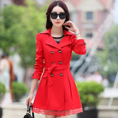 Fashionable Polo Collar Trench Coat for Women 30 40 50 Years Old Mothers Spring Autumn Mid Length Youthful Jacket