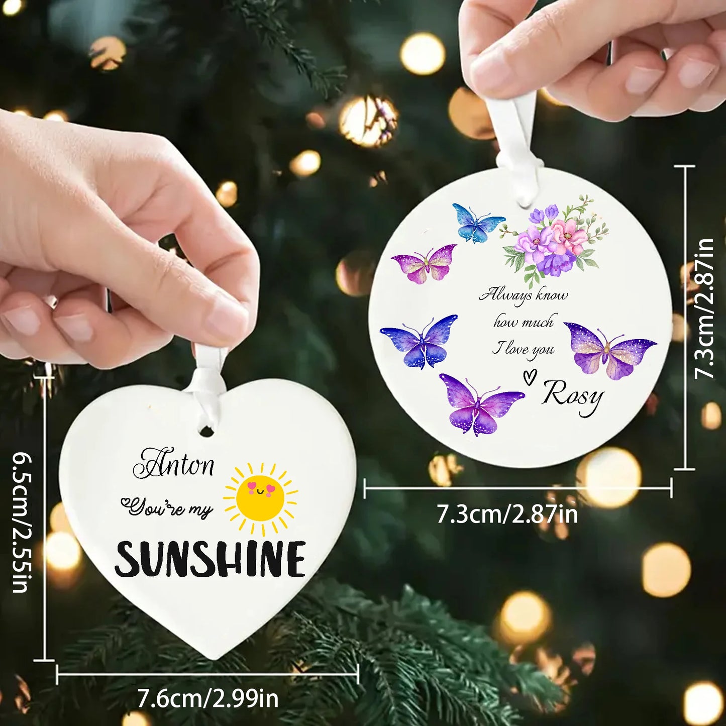 Custom Holiday Ornament Gift, Engagement Ceramic Christmas Ornament, Engagement Ornament, Couples Ornament, Personalized First C