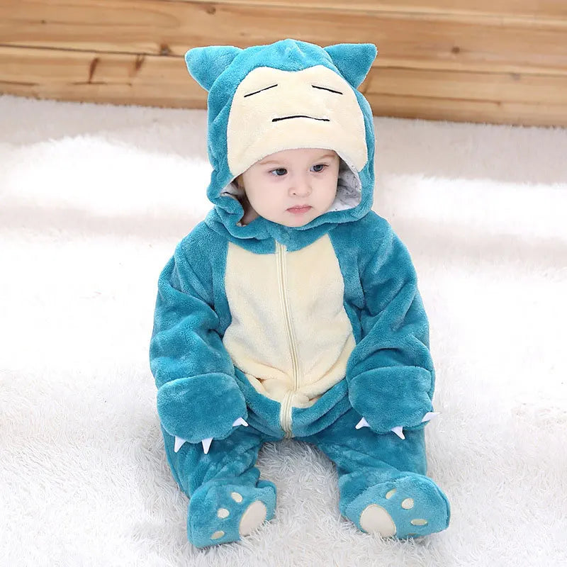 Pokemon Costume 0-5 Y Baby Snorlax Romper Anime Cosplay Kigurumi Cute Pajama Boys Girls Onesie Halloween Clothes