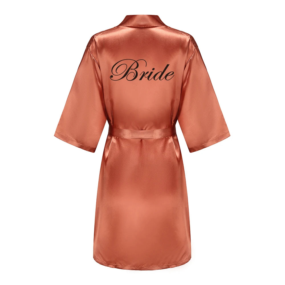 New Caramel Bathrobe Bride Satin Robe Women Getting Married Bride Hen Party Sisters Sqaud Mother Wedding Bridesmaid Robes
