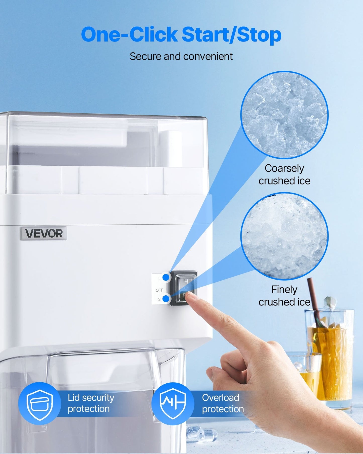 Commercial Ice Shaver Machine, 1.91QT /1.8L Large Electric Ice Cube
