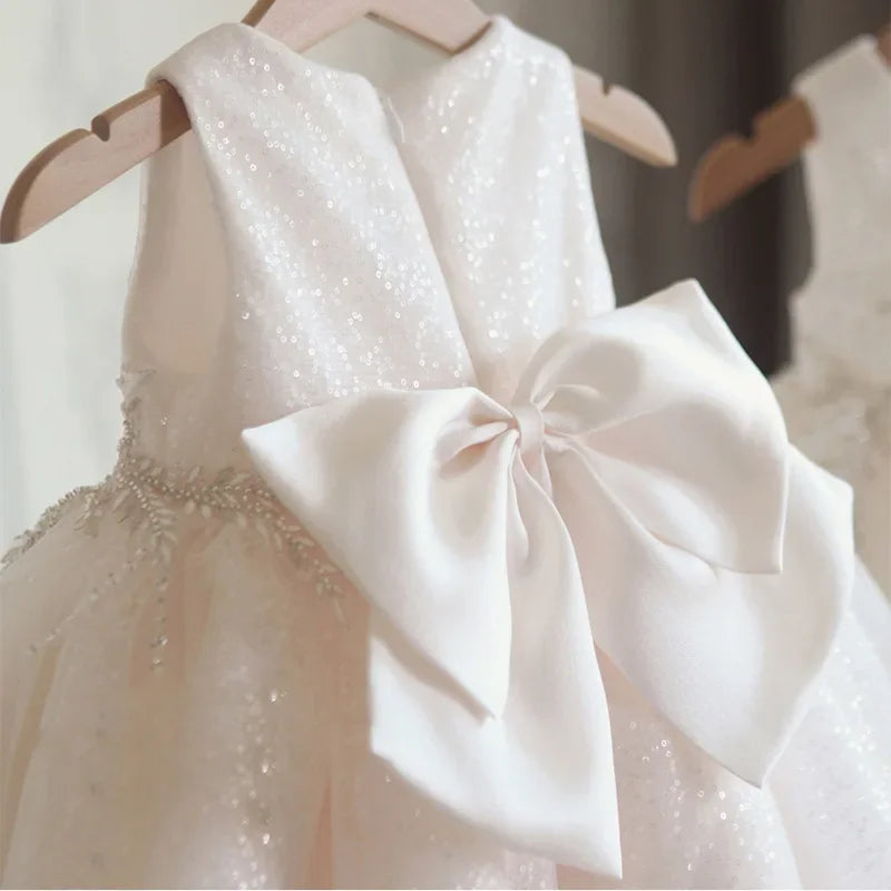 Infant First Birthday Dress White Girl Child Dresses Toddler Baby Girls Wedding Princess for Baptism Ball Gown Children Clothes