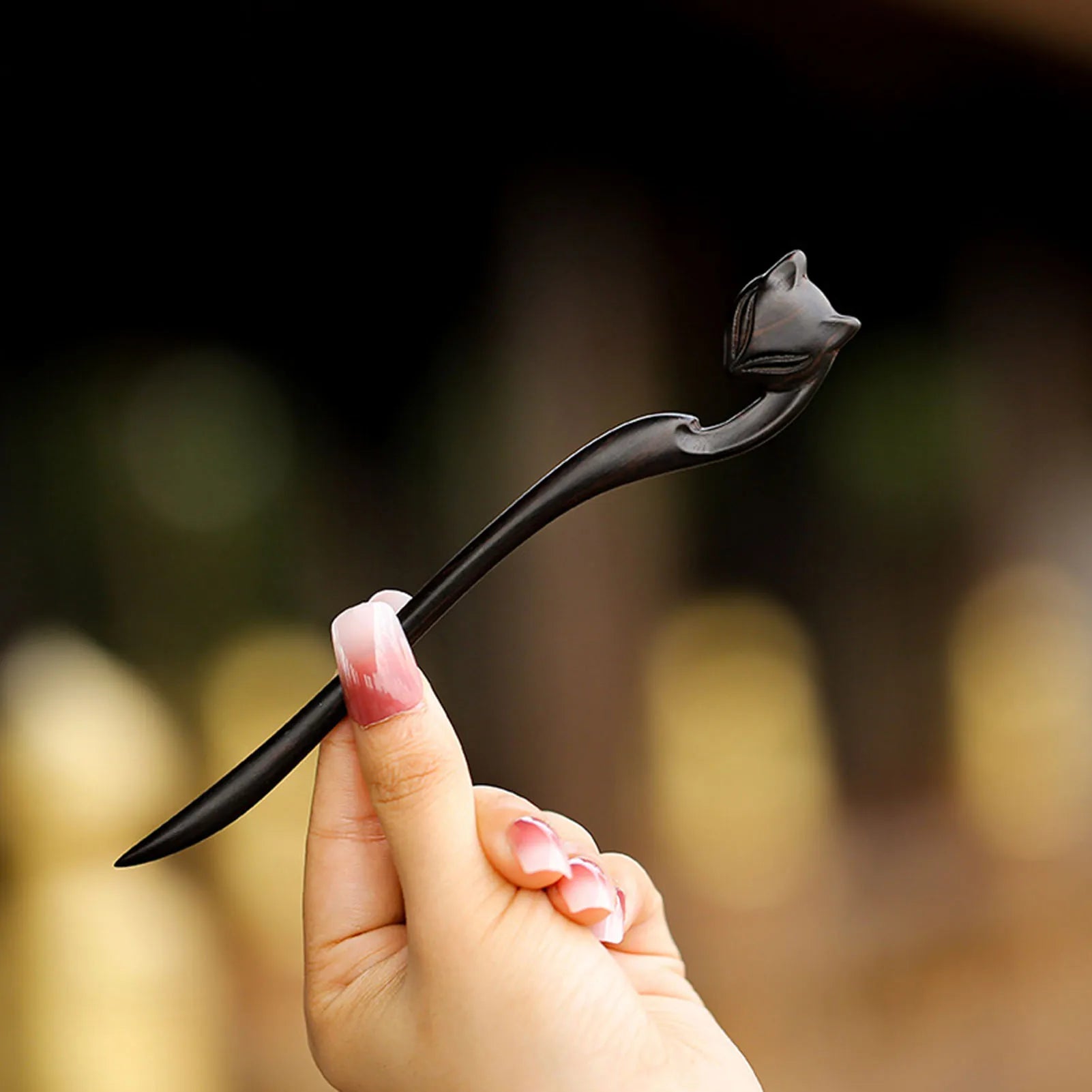 Chinese Style Hair Stick Minimalist Sandalwood Sculpture Flower Hairpin Forks Vintage Hanfu Cheongsam Decor Hair Bun Jewelry