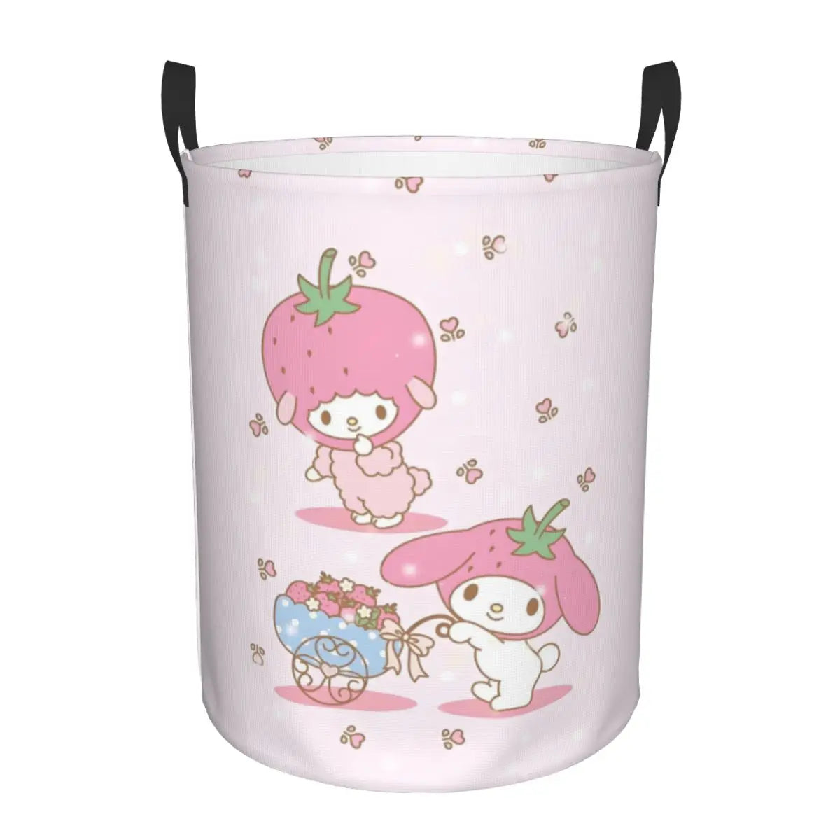 Custom Melody Laundry Basket Collapsible Pink Rabbit Clothes Hamper for Baby Kids Toys Storage Bin