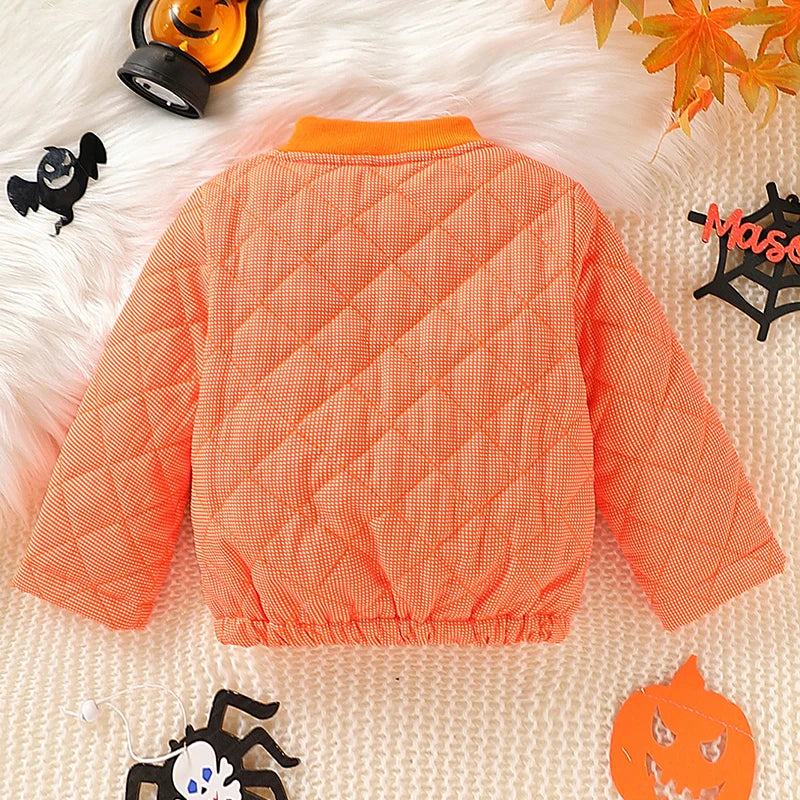 2025 Autumn Winter Newborn Girls Clothes Halloween Cartoon Cute Pumpkin Warm Thick Outerwear Baby Tops Jacket Toddler Coat BC406