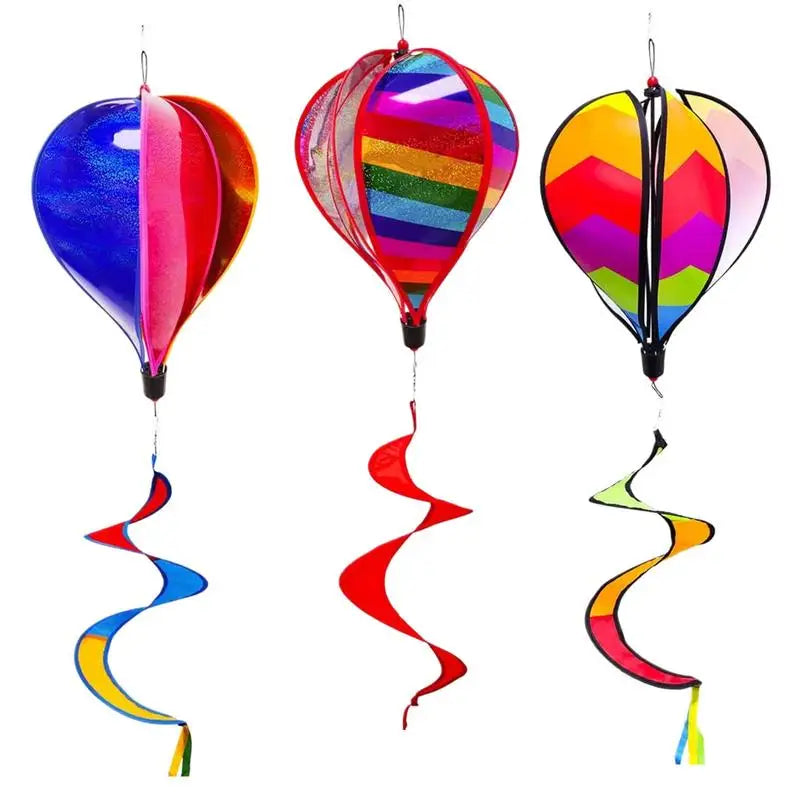 Balloon Wind Spinner 3X Hot Air Balloon Windmill Outdoor Decoration Windsock Ornament For Holiday Garden Patio Wedding Gathering