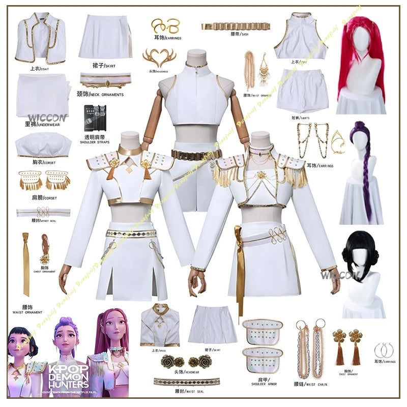 KPop Demon Hunters Anime Rumi Zoey Mira Cosplay Costume Wig White Golden Set Long Hair Girls Women Christmas Halloween carnival