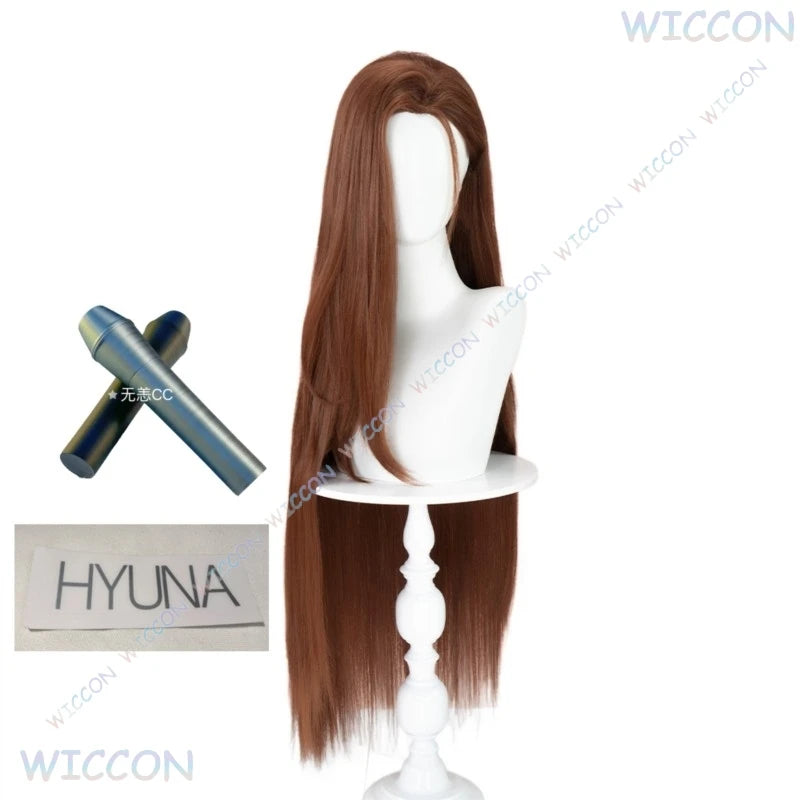 [YiNuo Store]Hyuna Cosplay Wig Long Hair Anime Alien Stage Hyuna Performance Prop Microphone Hyuna Sticker Women Halloween Cos A