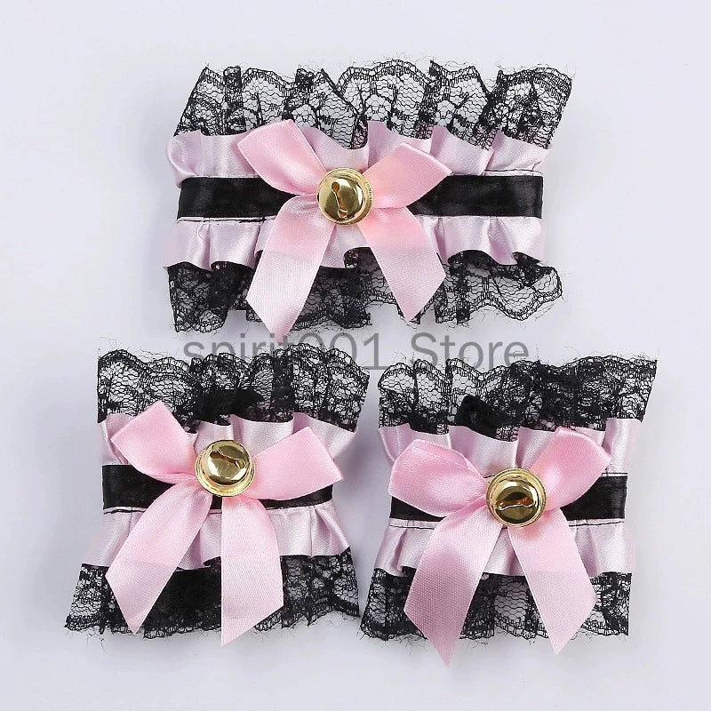 Womens Halloween Maid Lace Cat Ear Headband Hair Accessories Cat Ear Headband Long Tassel Japanese Animation Cosplay Accessories