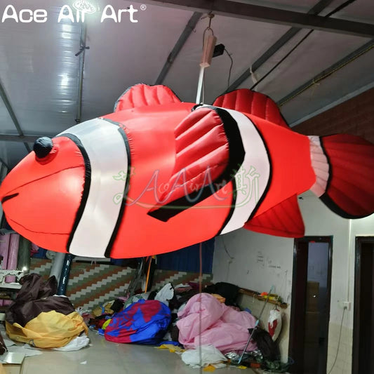 Hanging Large Inflatable Clownfish Sea Animal Model Air Blow Up Tropical Fish Balloon For Dining Room Ceiling Decoration