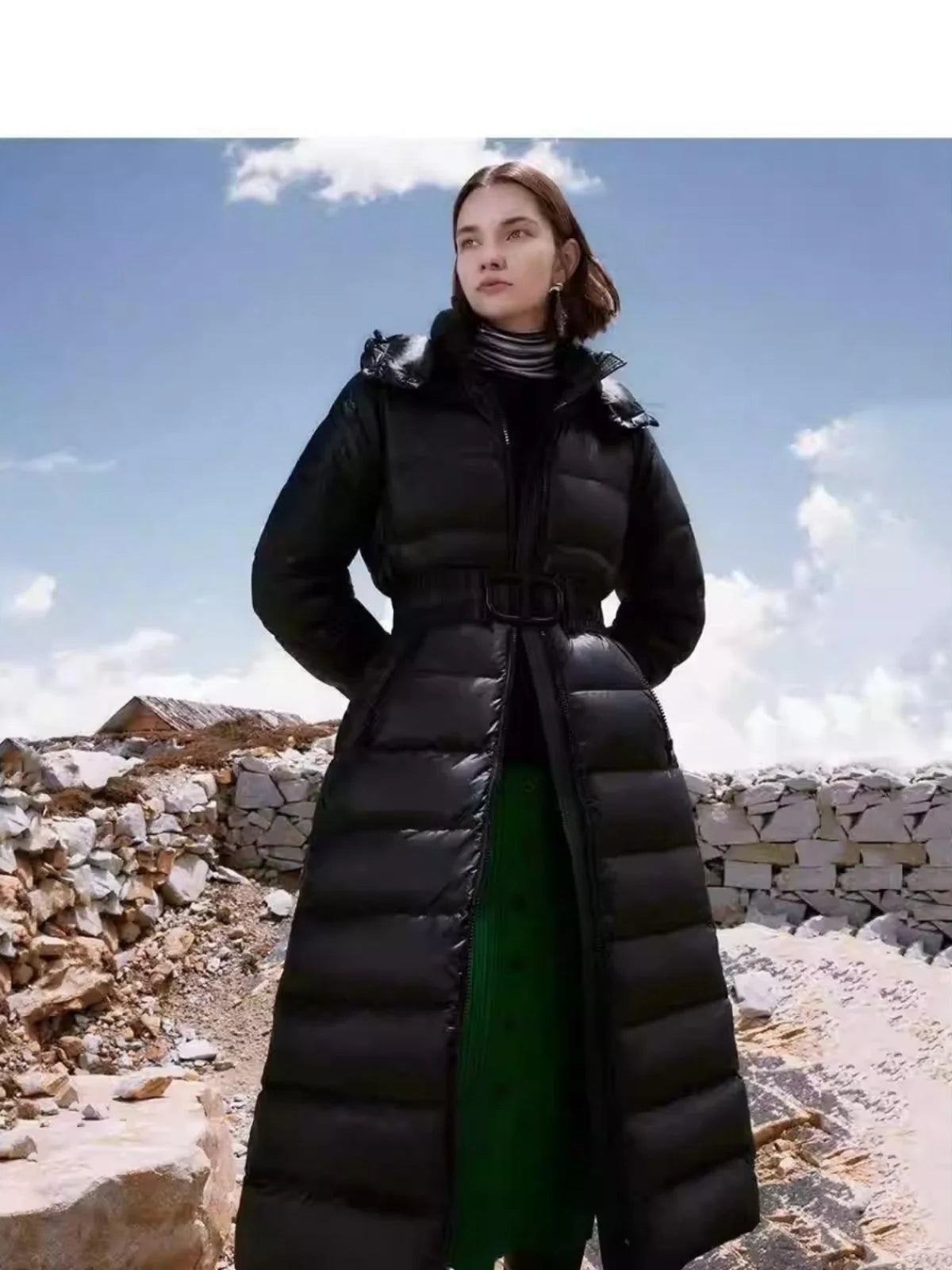 Lang Home Design Winter New Sle Thiened Long White Goose down Jaet Bla Outerwear Top Women's Faion Premium down Coat