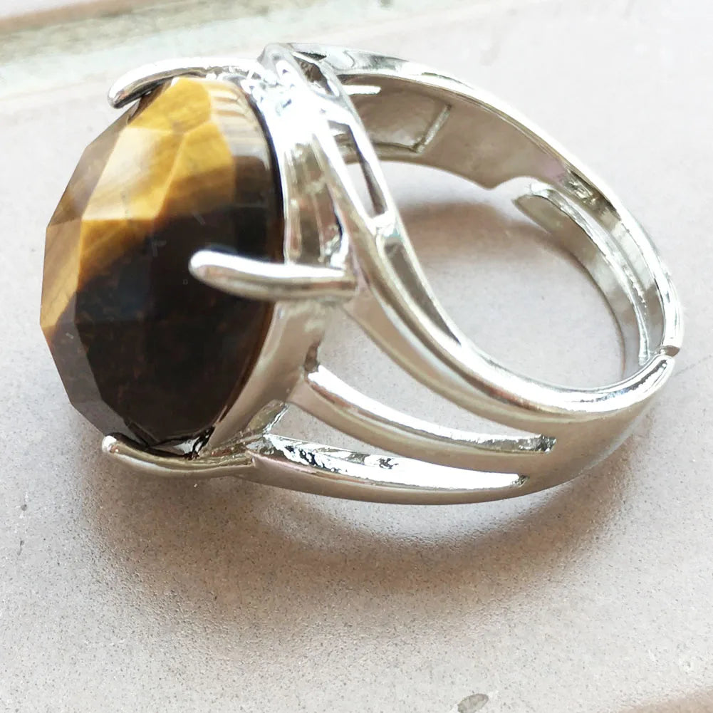 Crystal Faceted Oval Women Men Art Round Ring  7~12" Adjust Size WB827
