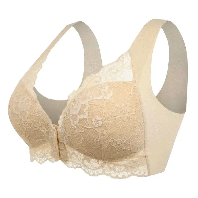 2024 New No Rims Front Buckle Large Sexy Lace Lingeries Women Bras Vest Comfortable  Sleep Plus Size L 8XL Lady's Underwear