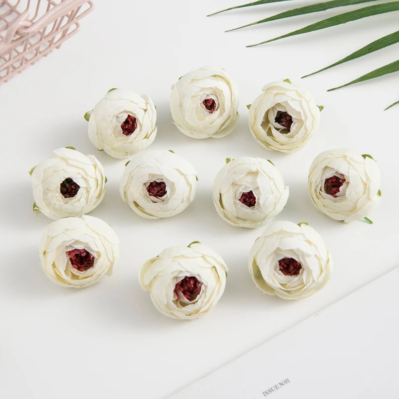 50/100PCS Artificial Flowers Silk Tea Roses Bud Diy Gifts Candy Box Christmas Decorations for Home Garden Wedding Accessories