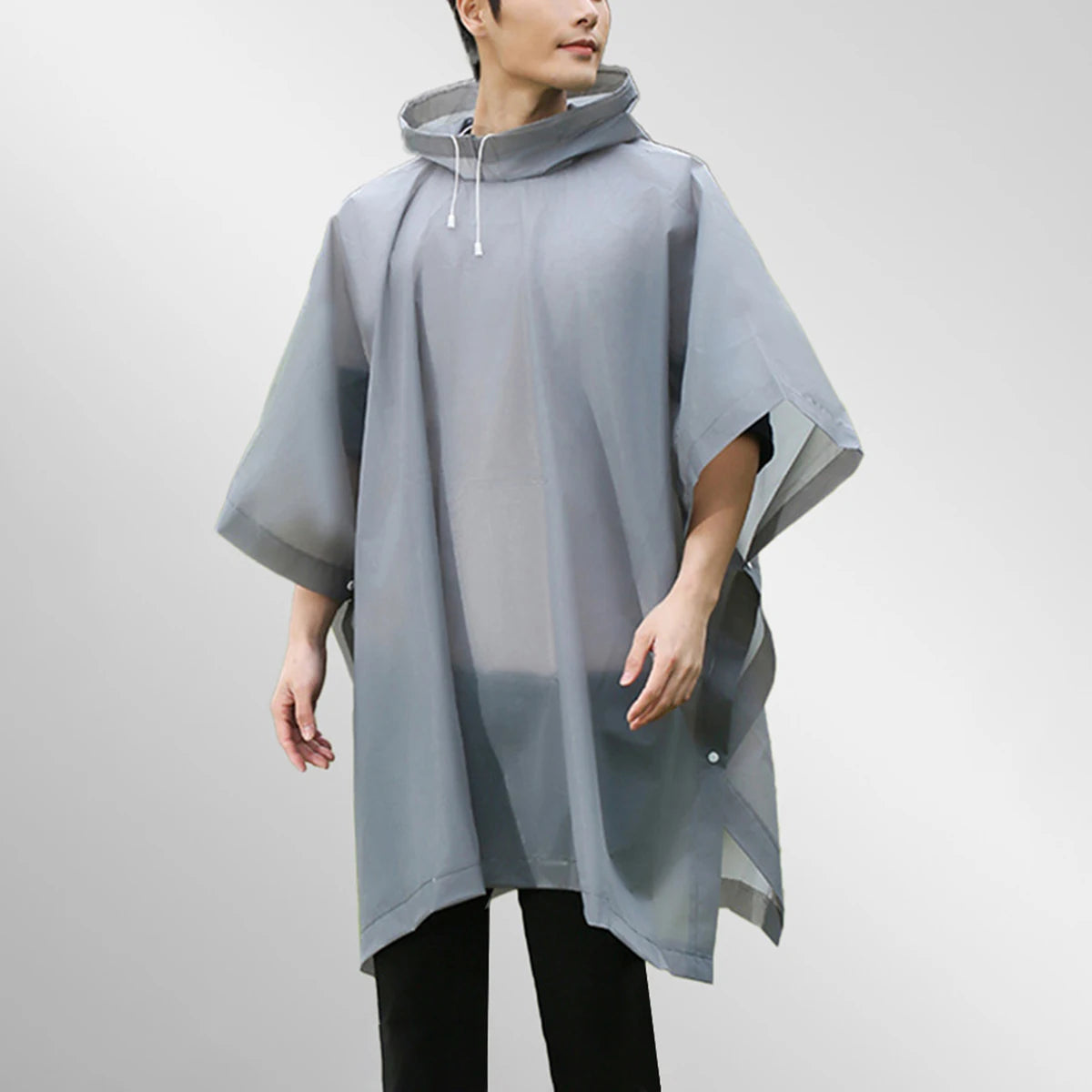 Reusable Rain Ponchos with Drawstring Hood for Adults Waterproof Thicken Rain Coat Outdoor Hiking Raincoat Travel Bicycle Poncho