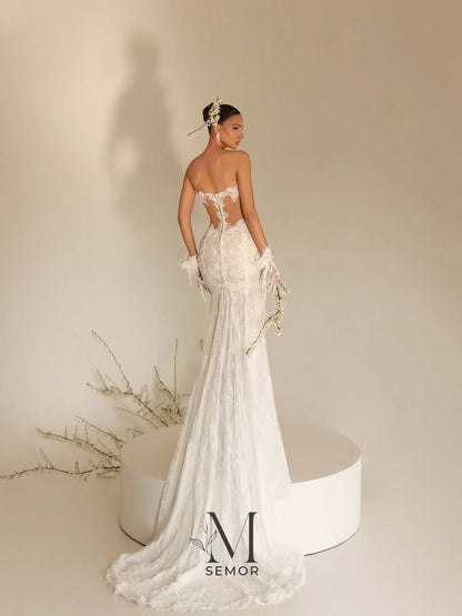 Semor Exquisite Lace Sweetheart Collar Wedding Dress 2026 Sleeveless Mermaid Applique Robe De Mariée with Glove Customized